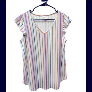 Sew Love hi/low hem striped top